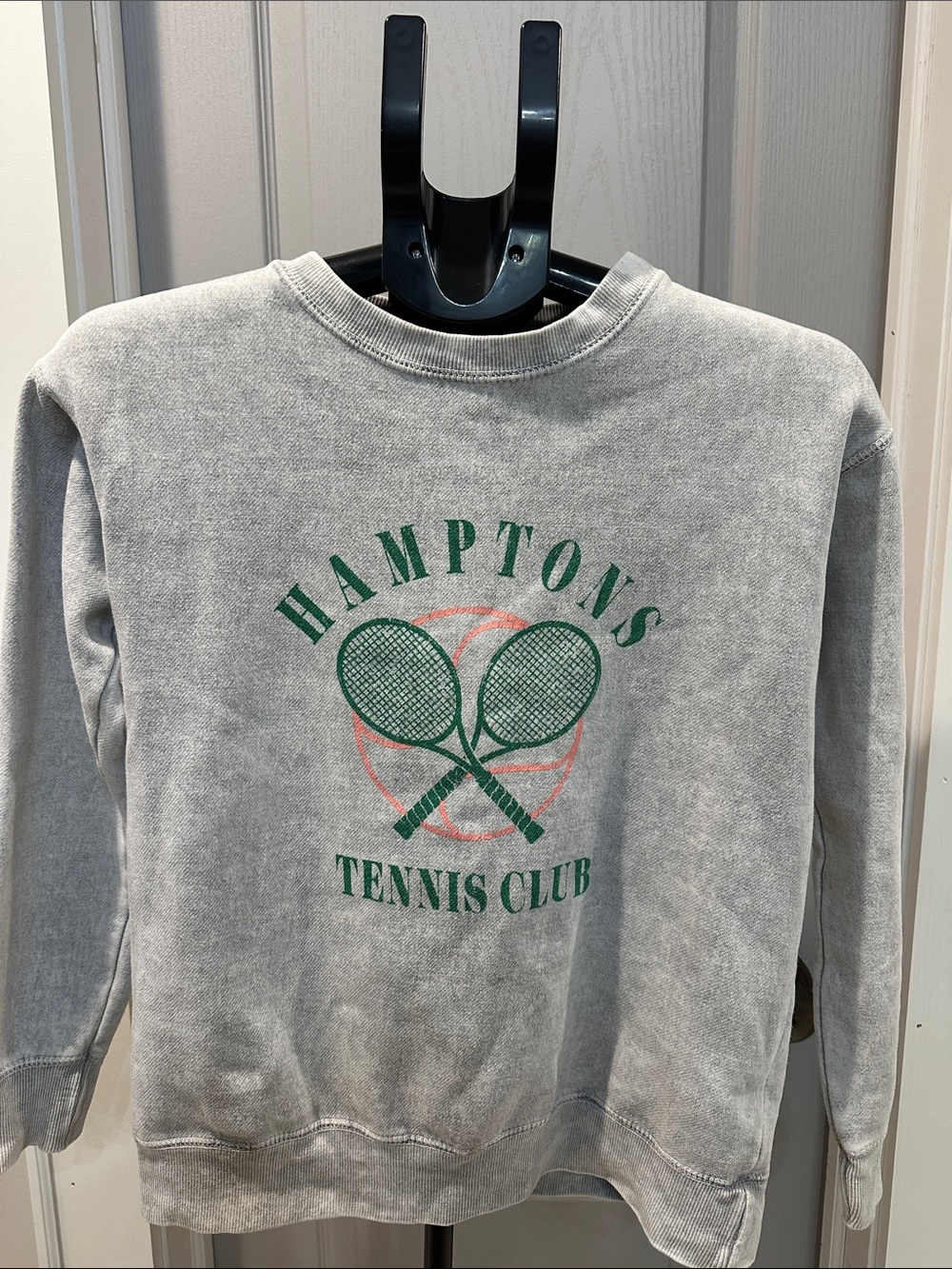 Vintage Havana Light Gray Sweatshirt with Green & Pink Tennis Graphic